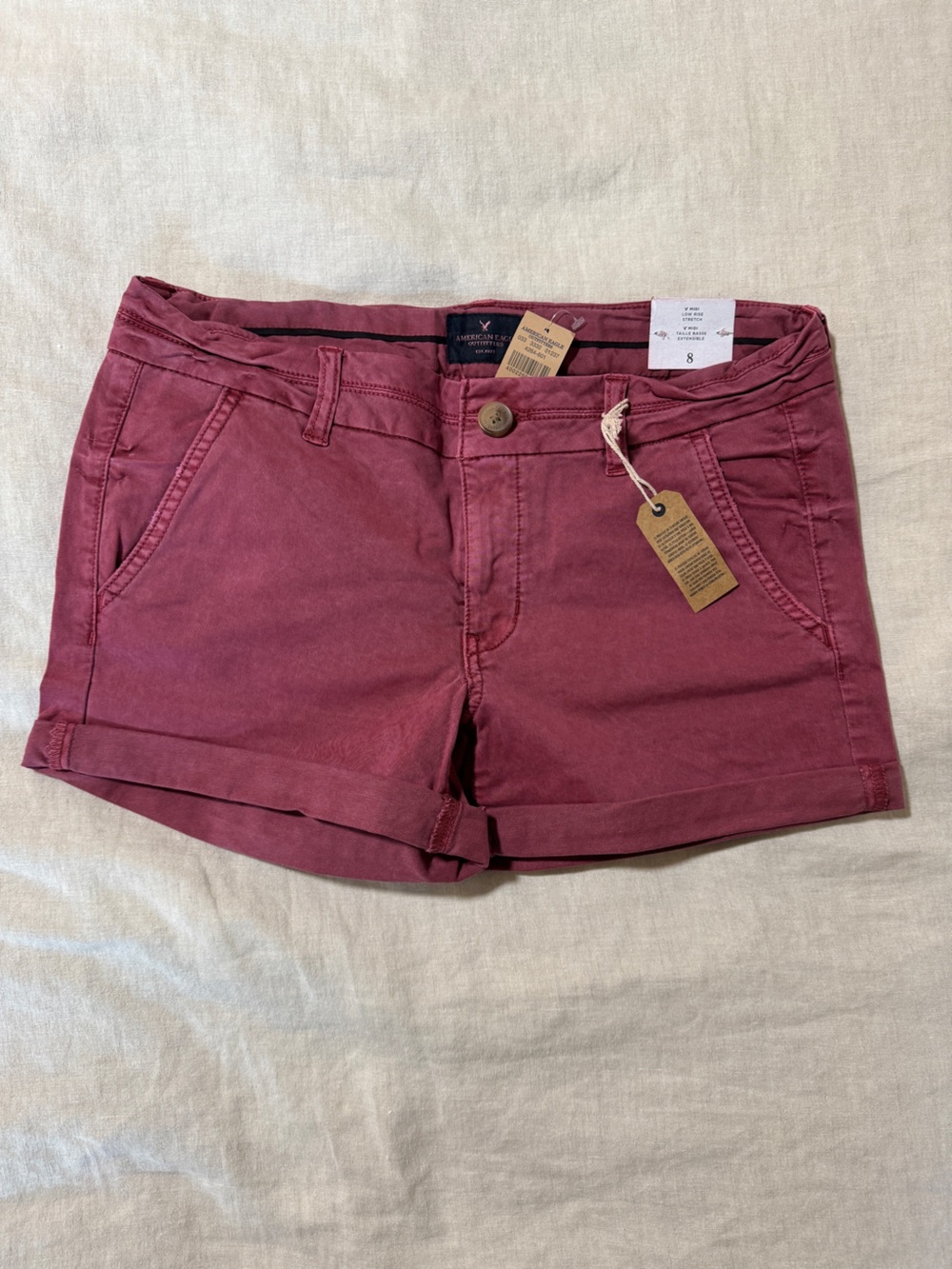 American Eagle Outfitters Wine Low Rise Rolled Hem Shorts